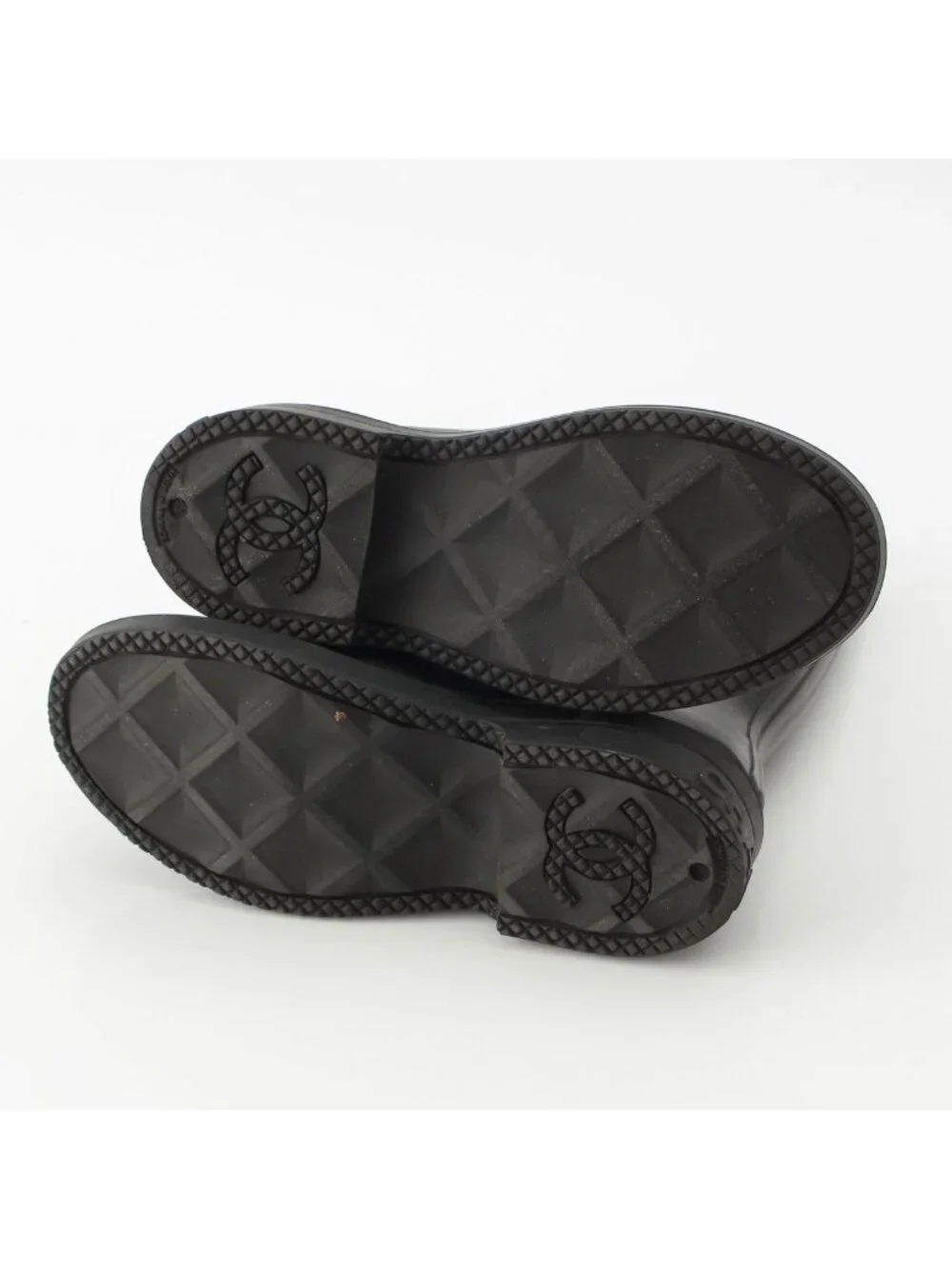 Chanel Rubber CC Logo Rain Shoes Boots Black